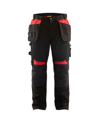 1555 Werkbroek met gereedschapszakken - Zwart/Rood