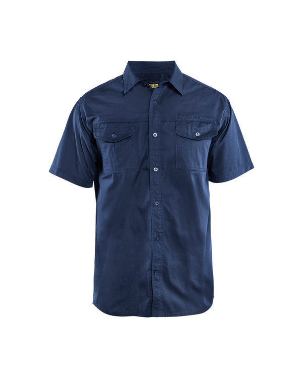 3296 Overhemd Twill korte mouw - Marineblauw