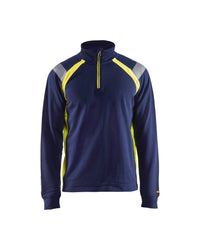 3432 Sweatshirt met halve rits Visible - Marine/High Vis Geel
