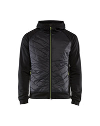 3463 Hooded Hybride sweatshirt met rits - Zwart/High Vis Geel
