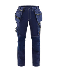 7130 Dames werkbroek met stretch en gereedschapszakken katoen - Marineblauw