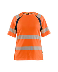 3503 Dames T-shirt High Vis - High Vis Oranje/Marineblauw