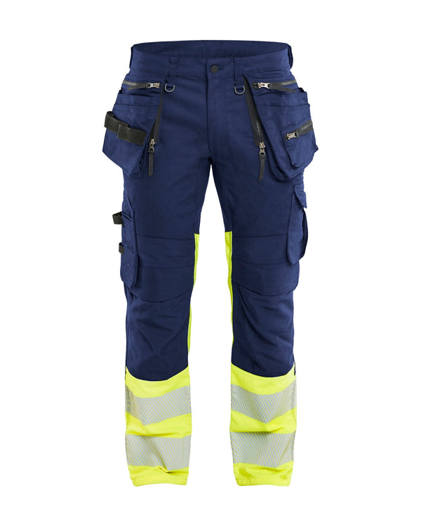 1130 High Vis Werkbroek Stretch met gereedschapzakken - Marine/High Vis Geel