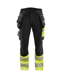 1125 High Vis werkbroek 4-weg stretch met afneembare gereedschapszakken - Zwart/High Vis Geel