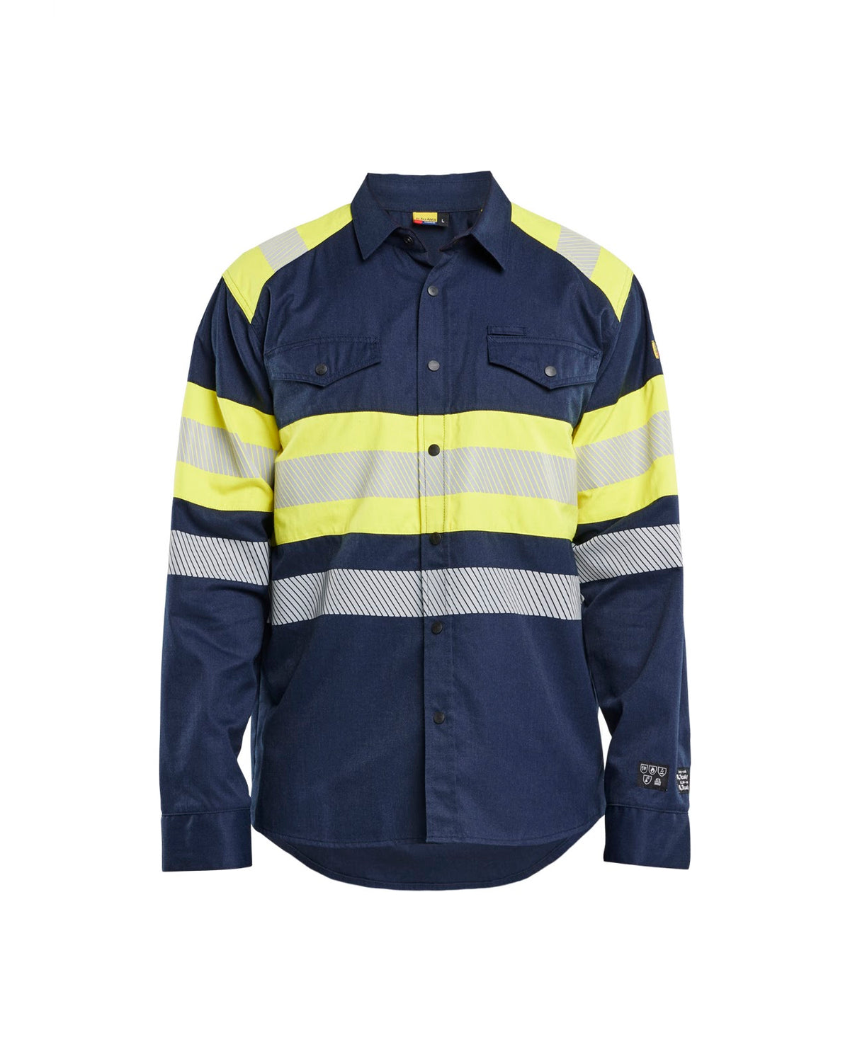 3229 Multinorm Overhemd Inherent - Marine/High Vis Geel