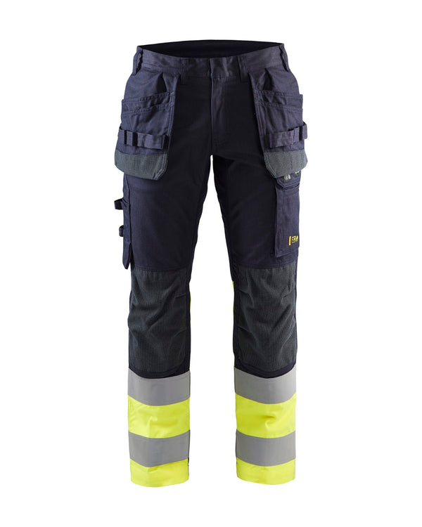 1487 Multinorm werkbroek stretch met gereedschapszakken Inherent - Marine/High Vis Geel