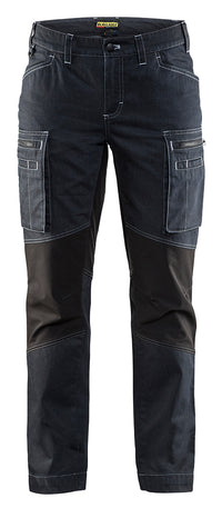 7159 Dames Service werkbroek denim stretch - Marineblauw/Zwart