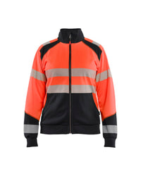 3508 Dames sweatshirt met rits High Vis - High Vis Rood/Zwart