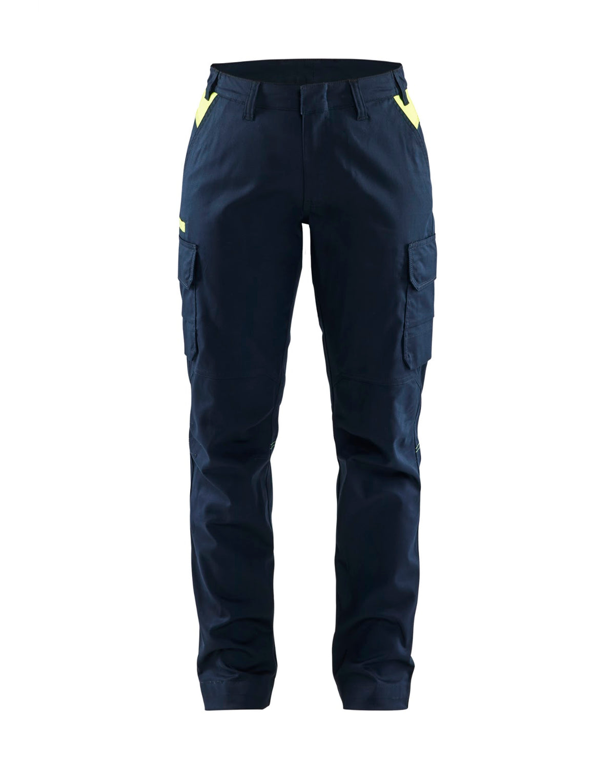 7144 Dames industrie werkbroek stretch - Donker marineblauw/High Vis Geel
