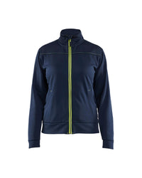 3394 Dames service sweatshirt met rits - Donker marineblauw/High Vis Geel