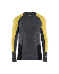 4897 Onderhemd merinowol WARM - Medium grijs/Geel