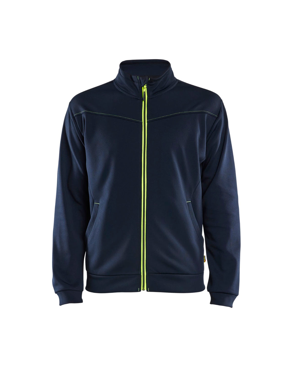 3362 Sweatshirt met rits - Donker marineblauw/High Vis Geel