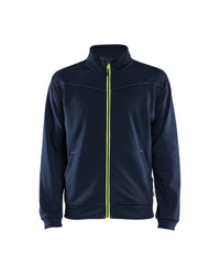 3362 Sweatshirt met rits - Donker marineblauw/High Vis Geel