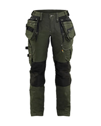7990 Dames Werkbroek denim stretch X1900 - Donker herfstgroen/Zwart