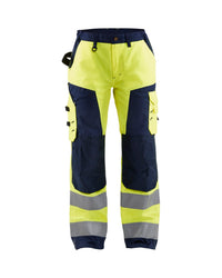 7155 Dames High Vis Werkbroek - High Vis Geel/Marineblauw