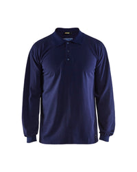 3374 Vlamvertragende Polo Piqué lange mouwen - Marineblauw