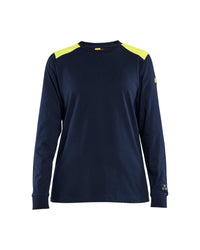 3467 Dames Vlamvertragend t-shirt lange mouwen Inherent - Marine/High Vis Geel