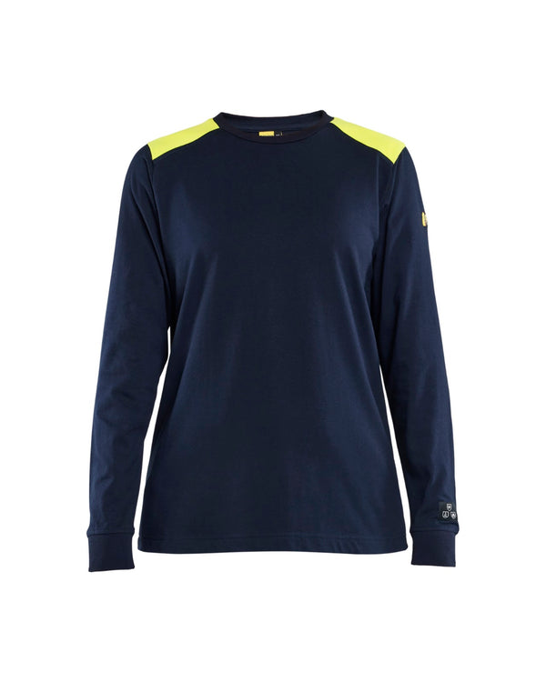 3467 Dames Vlamvertragend t-shirt lange mouwen Inherent - Marine/High Vis Geel