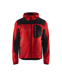 4930 Gebreid vest met softshell - Rood/Zwart