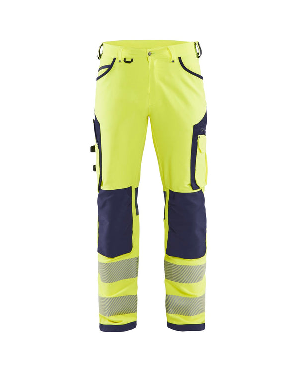 1197 High Vis werkbroek 4-weg stretch - High Vis Geel/Marineblauw
