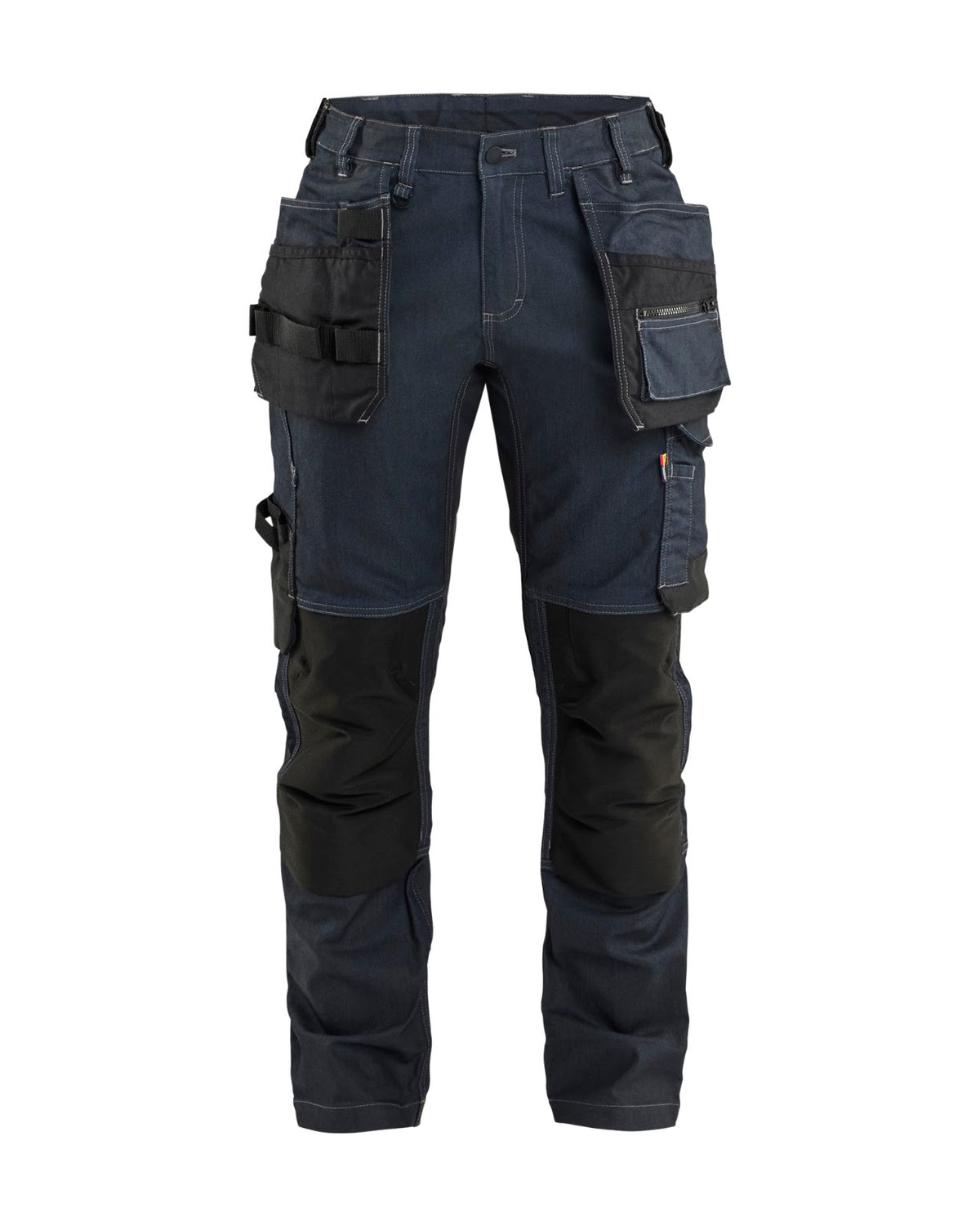 7132 Dames Werkbroek denim stretch met gereedschapszakken - Marineblauw/Zwart