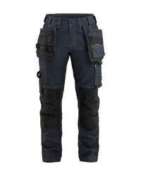 7132 Dames Werkbroek denim stretch met gereedschapszakken - Marineblauw/Zwart