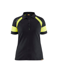 3529 Dames Poloshirt visible - Zwart/High Vis Geel