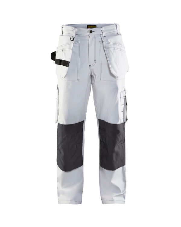 1531 Schildersbroek met gereedschapszakken - Wit/Donkergrijs