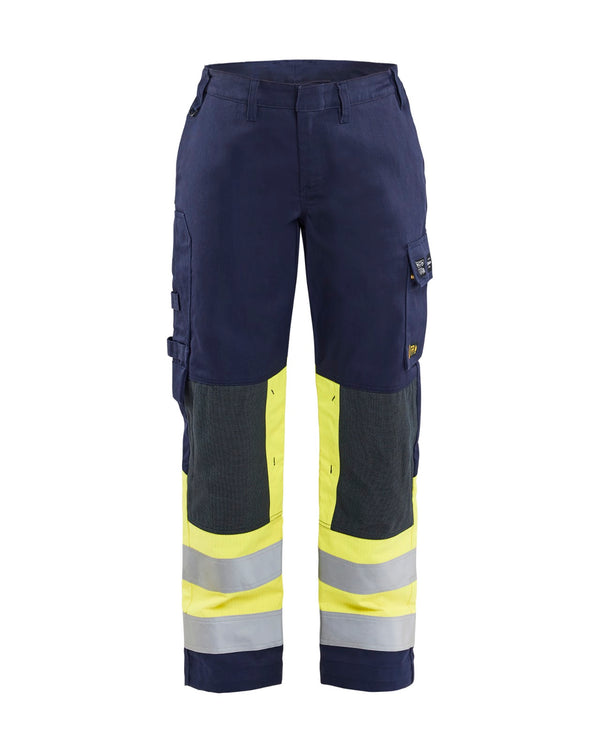 7181 Dames Multinorm werkbroek - Marine/High Vis Geel