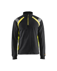3432 Sweatshirt met halve rits Visible - Zwart/High Vis Geel