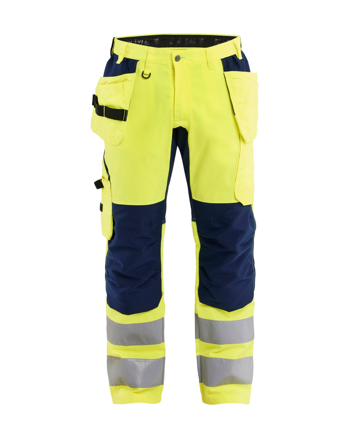 1552 High Vis Werkbroek met stretch en gereedschapzakken - High Vis Geel/Marineblauw