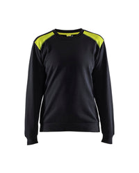 3408 Dames Sweatshirt bi-colour - Zwart/High Vis Geel