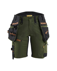 7175 ames short met stretch en afneembare gereedschapszakken - Woudgroen/Roest
