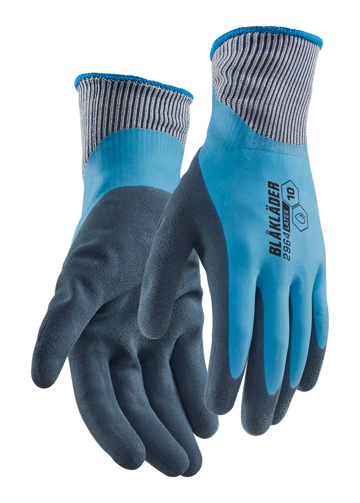 2964 Werkhandschoenen latex-gedipt waterdicht - Oceaanblauw