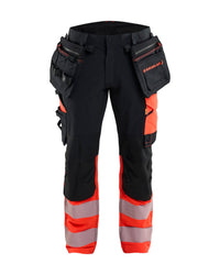 1145 ToolRig™  High Vis Werkbroek 4-weg stretch - Zwart/High Vis Rood