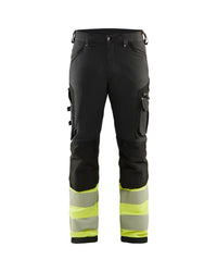 1193 High Vis Werkbroek 4-weg stretch - Zwart/High Vis Geel