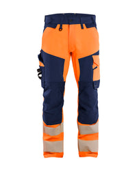 1124 High Vis werkbroek 4-weg stretch - High Vis Oranje/Marineblauw