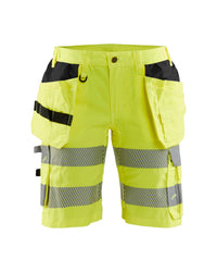 7186 Dames High Vis short met stretch en gereedschapszakken - High Vis Geel