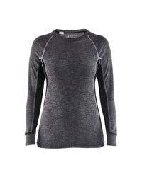 7200 Dames Onderhemd merinowol WARM - Medium grijs/Zwart