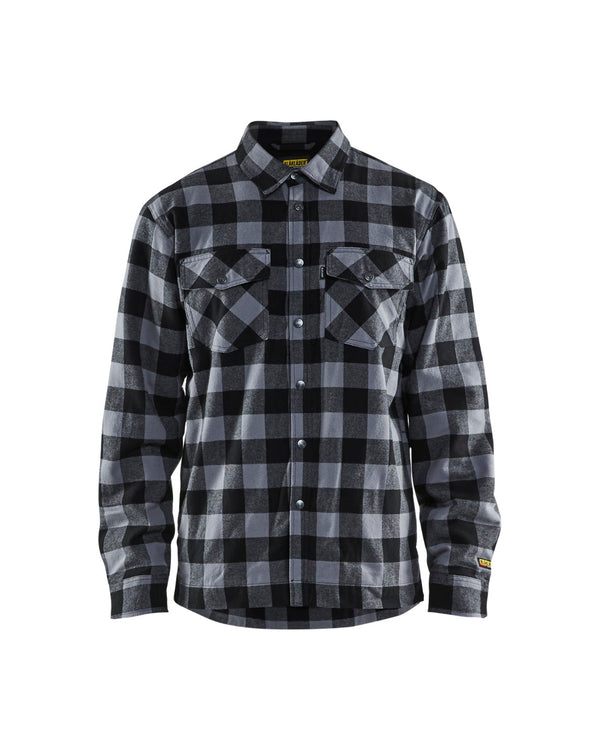 3225 Overhemd flanel gevoerd - Donkergrijs/Zwart