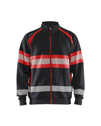 3551 Sweatshirt met rits High vis - Zwart/High Vis Rood