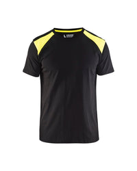 3379 T-shirt bi-colour - Zwart/High Vis Geel