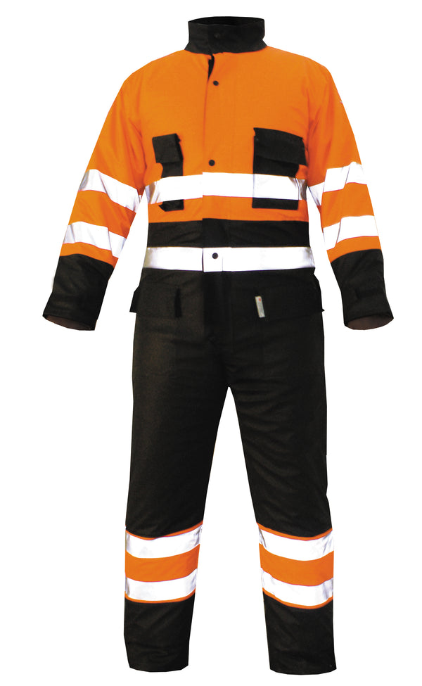 Andres 5777 overall - fluo oranje/marineblauw