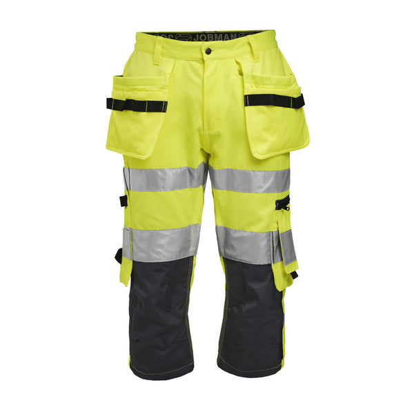 Jobman 2217 Hi-vis long shorts - Geel/navy
