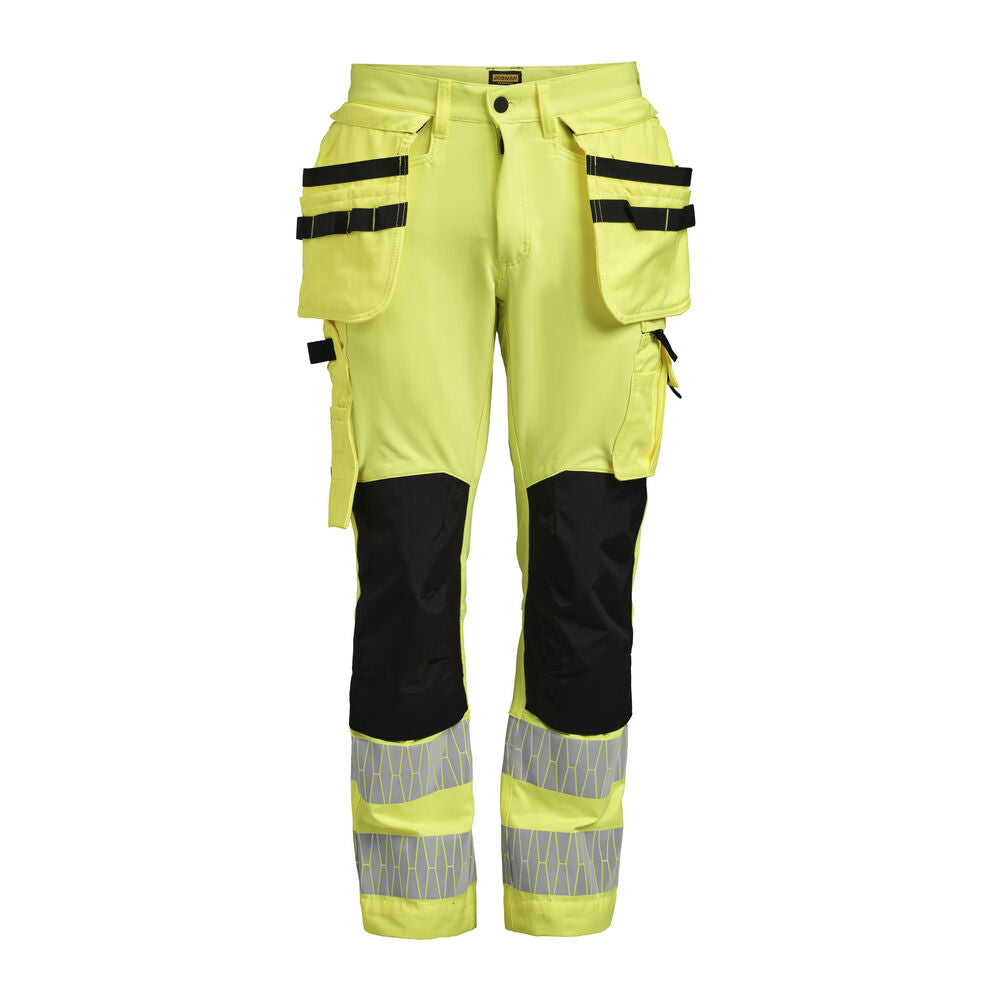 Jobman 2291 Hi-vis trousers hp stretch - Geel/zwart