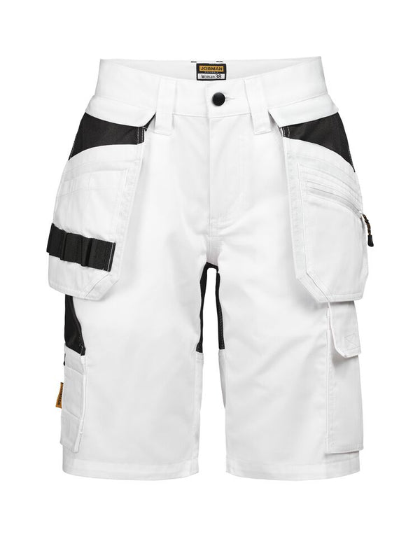 Jobman 2337 Women's Semi Stretch Shorts HP - Wit/zwart