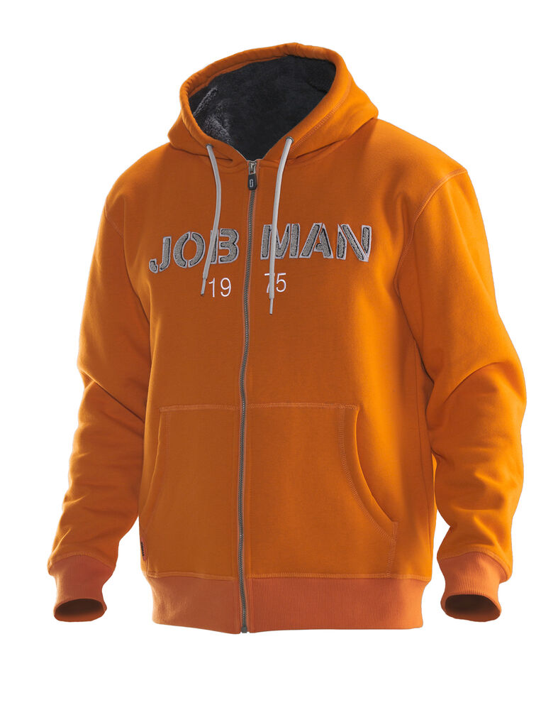 Jobman 5154 Vintage hoodie lined oranje/grijs - Oranje/donkergrijs