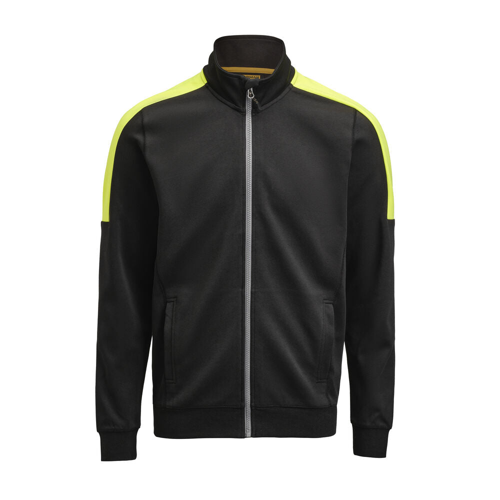 Jobman 5403 Sweatshirt full zip zwa/hivis g - Zwart/geel