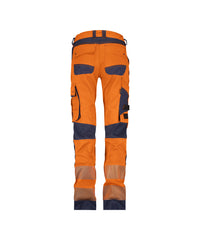 Aruba Women 201081 stretch hogezichtbaarheidsbroek met kniezakken voor dames - Fluo-oranje/Marineblauw