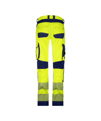 Aruba Women 201081 stretch hogezichtbaarheidsbroek met kniezakken voor dames - Fluogeel/Marineblauw